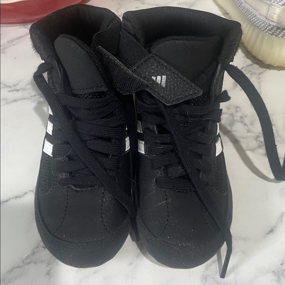 Adidas Black and White High-Top Sneakers